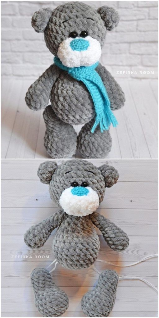 there are two pictures of the same teddy bear with different colors and patterns on it