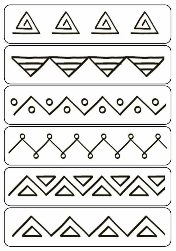 four different lines that have been drawn in the same style, each with different shapes and sizes