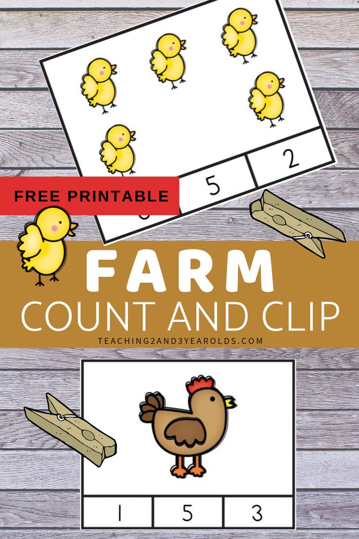 printable farm counting and clip cards for kids to practice counting with the numbers 1 - 5