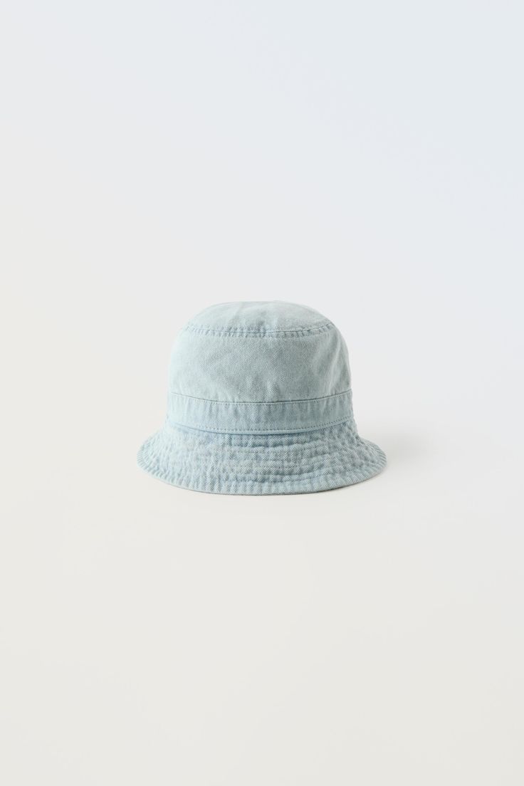 WASHED DENIM BUCKET HAT Fabric Bucket, Staple Dress, Denim Bucket Hat, Crochet Coat, Cardigan Sweater Jacket, Zara Kids, Faded Denim, Washed Denim, Linen Blazer