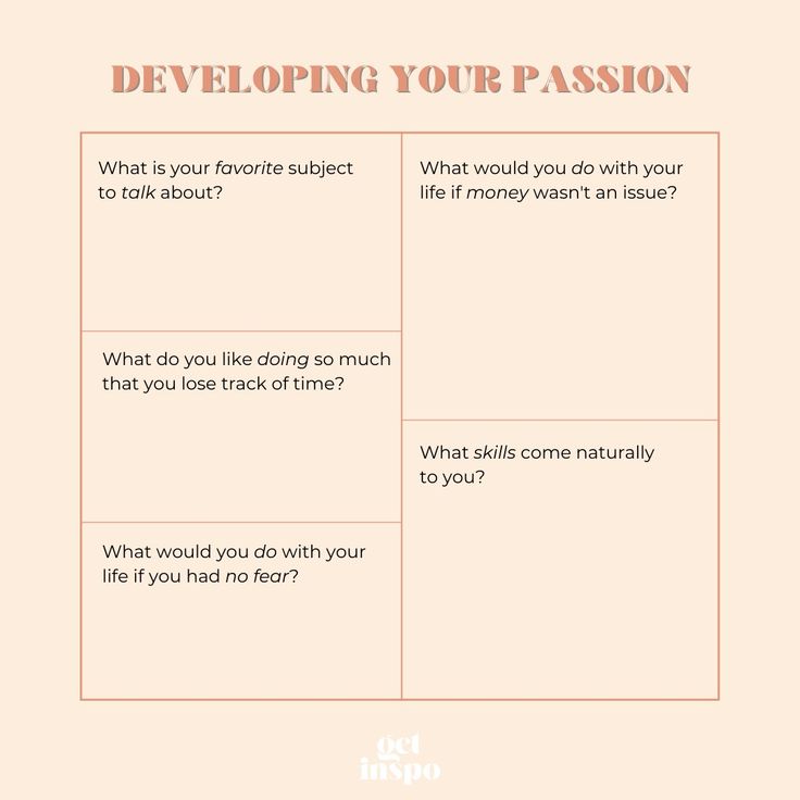 a pink poster with the words developing your passion and what do you think about it?