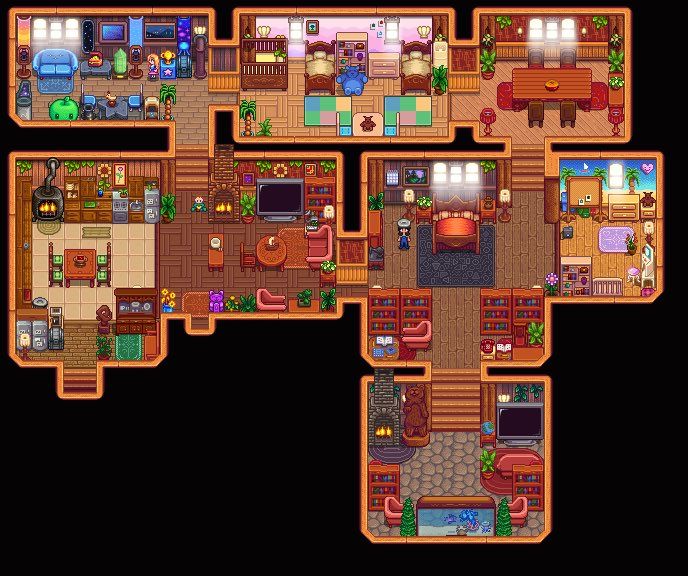 Stardew Valley House Layout, Stardew House, Stardew Tips, Stardew Valley House, Stardew Farm, Stardew Farms, Stardew Valley Layout, Stardew Valley Tips, Stardew Valley Farms