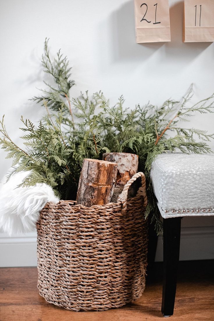 a basket that has some plants in it