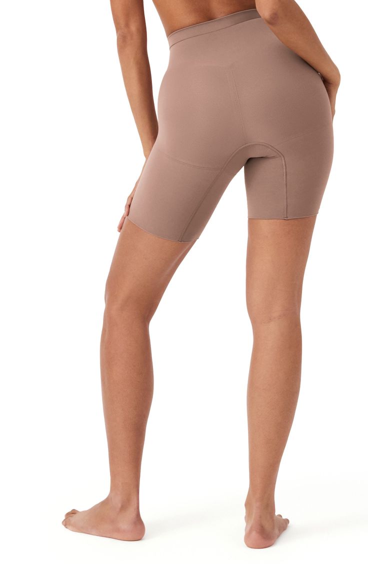 Feel supported in these shaping shorts made with seamless knitting that targets your core for a smooth look that's invisible under clothes. Lined gusset 55% nylon, 45% elastane Machine wash, tumble dry Imported Seamless Knitting, Nordstrom, Cafe, Plus Size, Feelings, Knitting, Clothes