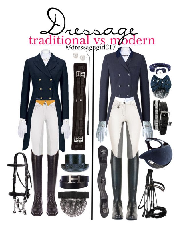 two different types of equestrian clothing are shown in this advertisement for dressage traditional vs modern