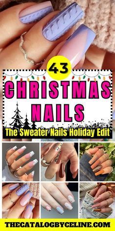 Sweater Nails Brown, Nail Designs Sweater, Brown Sweater Nails, Sweater Nail Ideas, Cable Knit Sweater Nails, Christmas Nails Winter, Festive Holiday Nails, Christmas Nail Colors, Nails Holiday