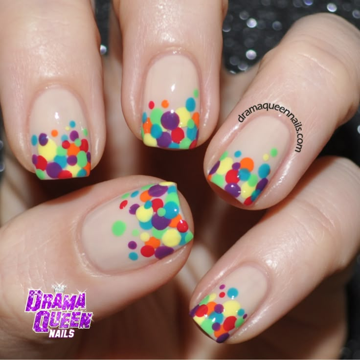 Polka Dot Nail Art, Queen Nails, Dot Nail Art, Polka Dot Nails, Short Nails Art, Dots Nails, Easter Nails, Rainbow Nails, Dipped Nails