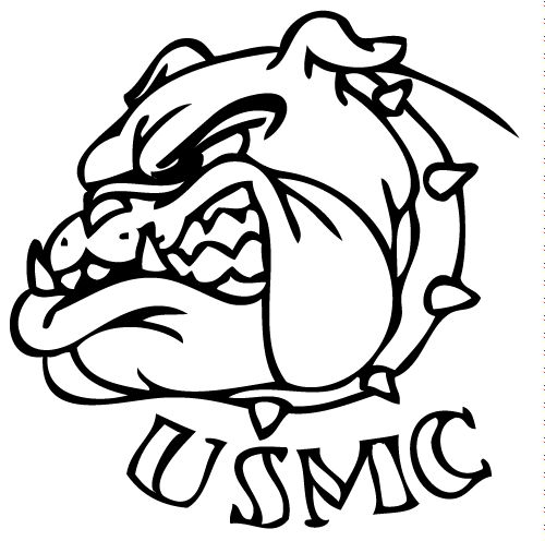 an image of a bulldog head with the word usmc on it