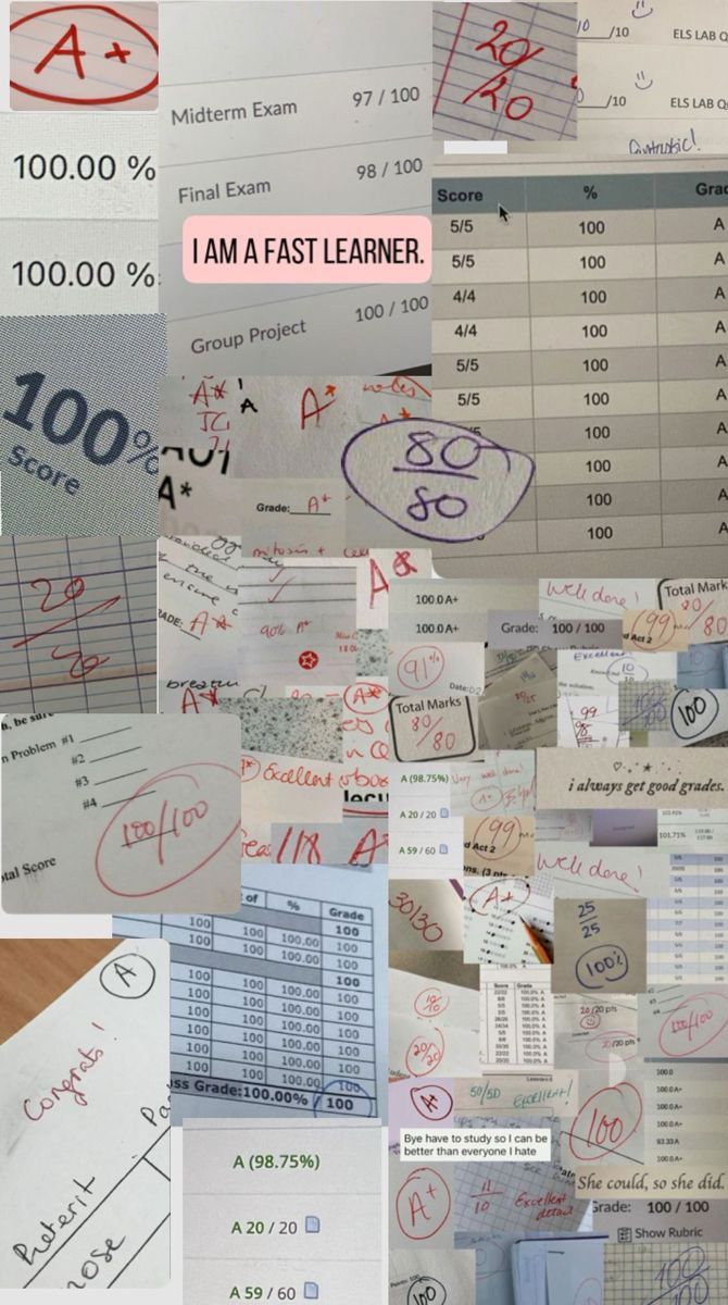 a collage of papers with writing on them