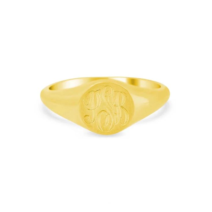 Women's Round Signet Ring - Extra Small Dainty Yellow Gold Signet Ring For Everyday, Stackable Yellow Gold Signet Ring For Everyday, Dainty 14k Gold Stackable Signet Ring, Everyday Stackable Yellow Gold Signet Ring, Classic Yellow Gold Stackable Dome Ring, Classic Stackable Yellow Gold Dome Ring, Classic Adjustable Initial Open Ring, Classic Stackable Dome Ring In Yellow Gold, Classic Gold Stackable Signet Ring