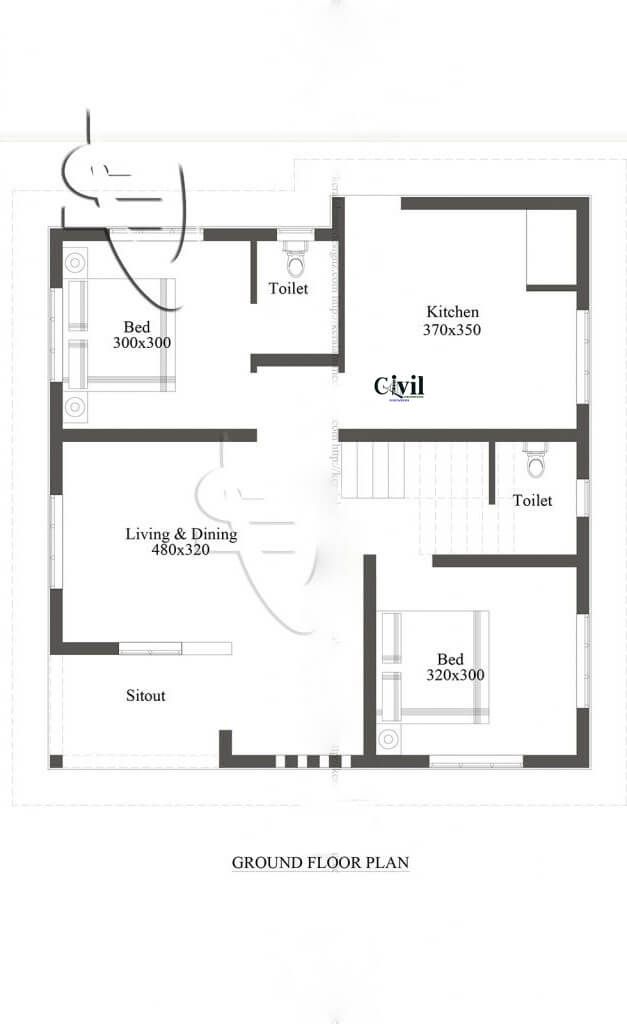 the floor plan for a two story house