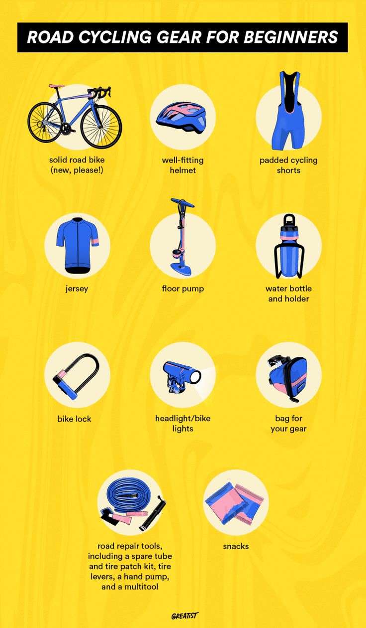 the road cycling gear for beginners is shown in this graphic above it's description