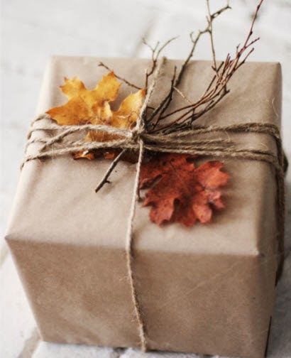 a present wrapped in brown paper and tied with twine