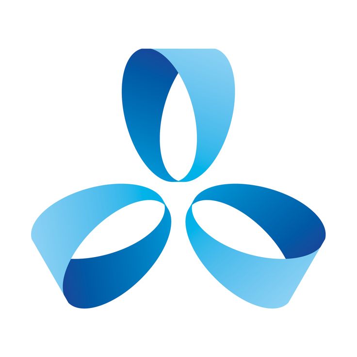 an abstract blue flower logo on a white background