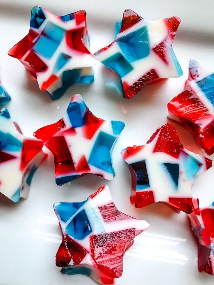 red, white and blue stars on a plate