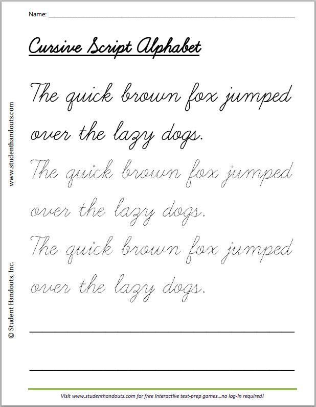 cursive writing worksheet with the words cursive