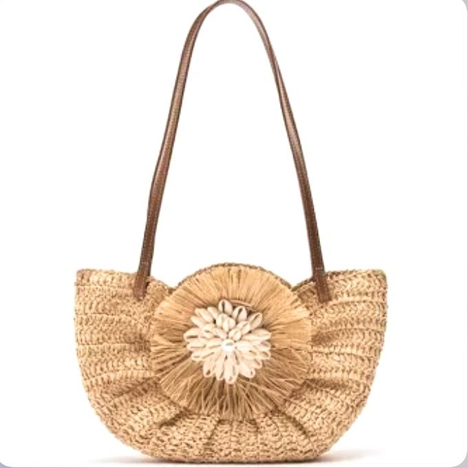 New In Original Packaging Brown Straw Bag With Removable Pouch For Spring, Summer Beige Crochet Pouch Bag, Cream Pouch Straw Bag For Daily Use, Cream Straw Summer Shoulder Bag, Chic Large Capacity Cream Beach Bag, Large Capacity Cream Beach Bag For Spring, Bohemian Beige Bags For Spring, Cream Pouch Straw Bag For Summer, Casual Cream Straw Bag With Removable Pouch