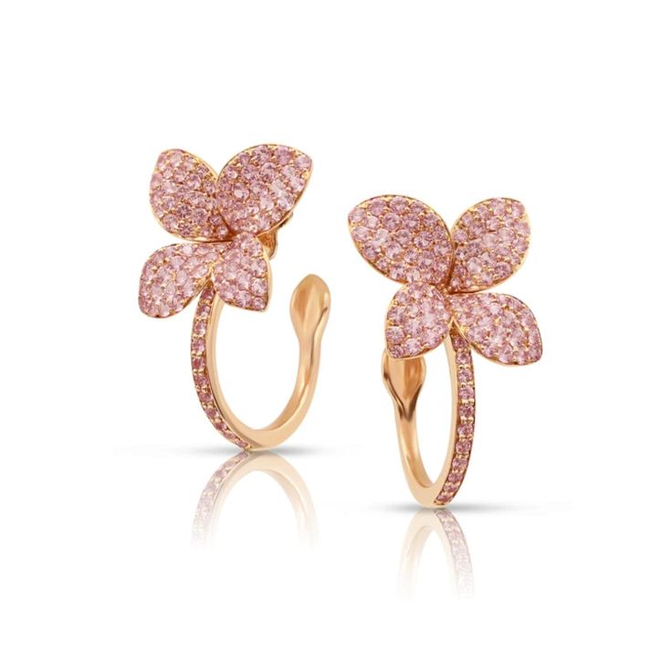 Pasquale Bruni Jewelry - PETIT GARDEN EARRINGS | Manfredi Jewels Garden Earrings, Pink Sapphire Earrings, Pasquale Bruni, Pink Sapphire Ring, Floral Hoops, Jewelry Luxury, Rose Gold Pink, Expensive Jewelry, Rose Gold Hardware