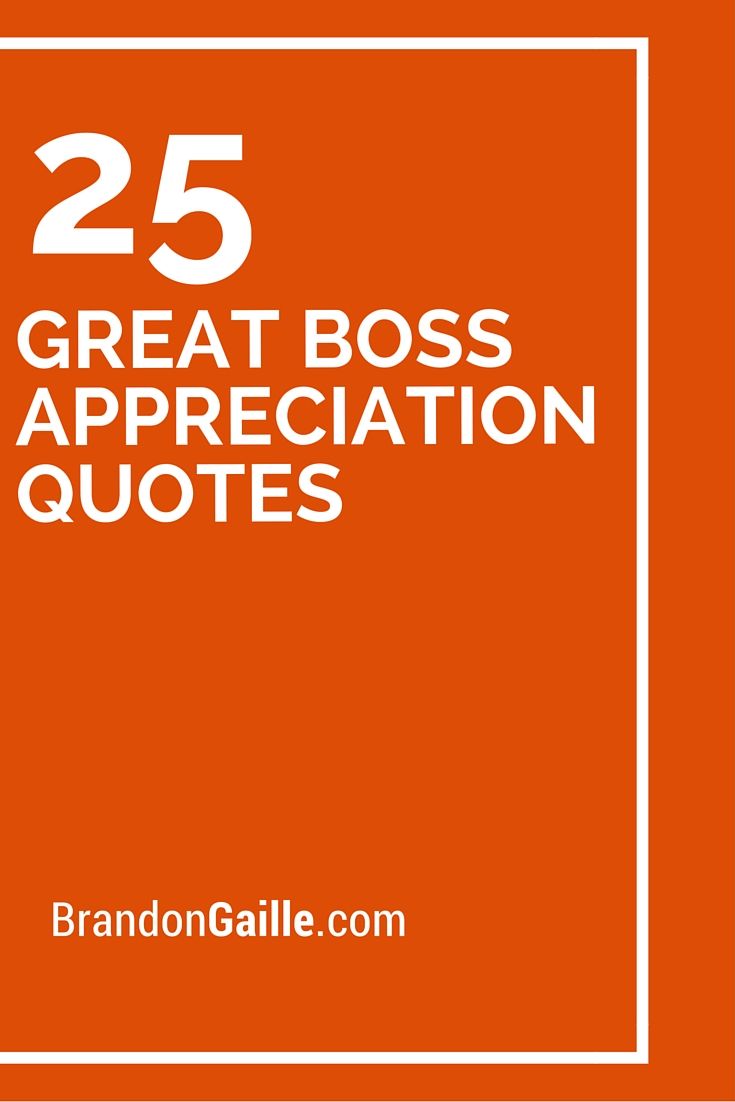 an orange square with the words 25 great boss appreciation quotes in white font on it