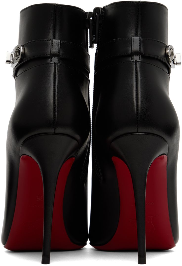 Christian Louboutin So Eleanor, Luxury Calf Leather Boots With Red Sole, Formal Calf Leather Heeled Boots With Red Sole, Black Knee Boots, Christian Louboutin Boots, Black High Heel Boots, So Kate, Fancy Shoes, Stiletto Boots