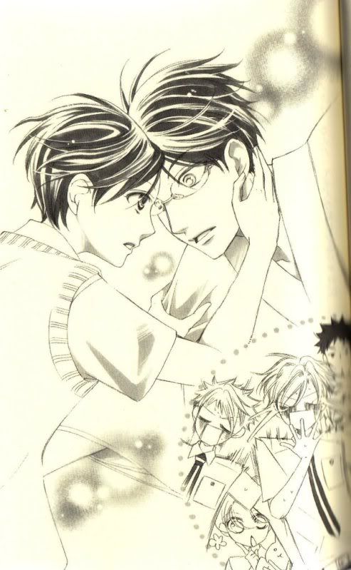 an anime book with two people hugging each other