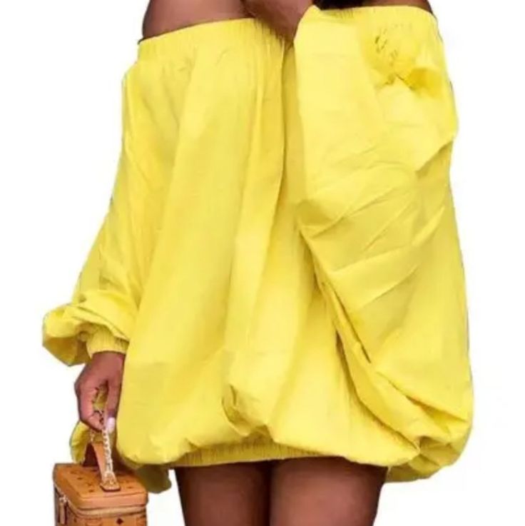 Woman's Plus Balloon Dress Casual Mini Dress For Spring Outing, Casual Yellow Off-shoulder Mini Dress, Balloon Dress, Full Service, Colorful Dresses, Balloons, Fast Delivery, Mini Dress, Womens Dresses