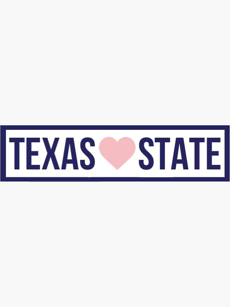 the texas state bumper sticker is shown in blue and pink with a heart on it