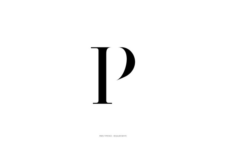 the letter p is shown in black and white