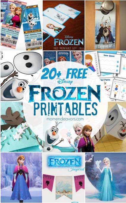 frozen princess birthday party printables with the text, 20 free disney frozen printables