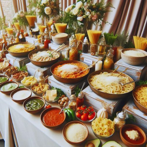 a table filled with lots of different types of food