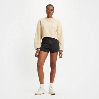 80s Mom Women's Shorts - Black | Levi's® US Casual High-waisted Jean Shorts For Fall, Retro Cotton Jean Shorts Relaxed Fit, Retro Relaxed Fit Cotton Jean Shorts, Relaxed Fit High Rise Cotton Jean Shorts, Retro High Rise Jean Shorts With Relaxed Fit, Retro High Waist Relaxed Fit Jean Shorts, Retro Short Relaxed Fit Jeans, Relaxed Fit Cutoff Shorts For Fall, Fall Relaxed Fit High-waisted Jean Shorts