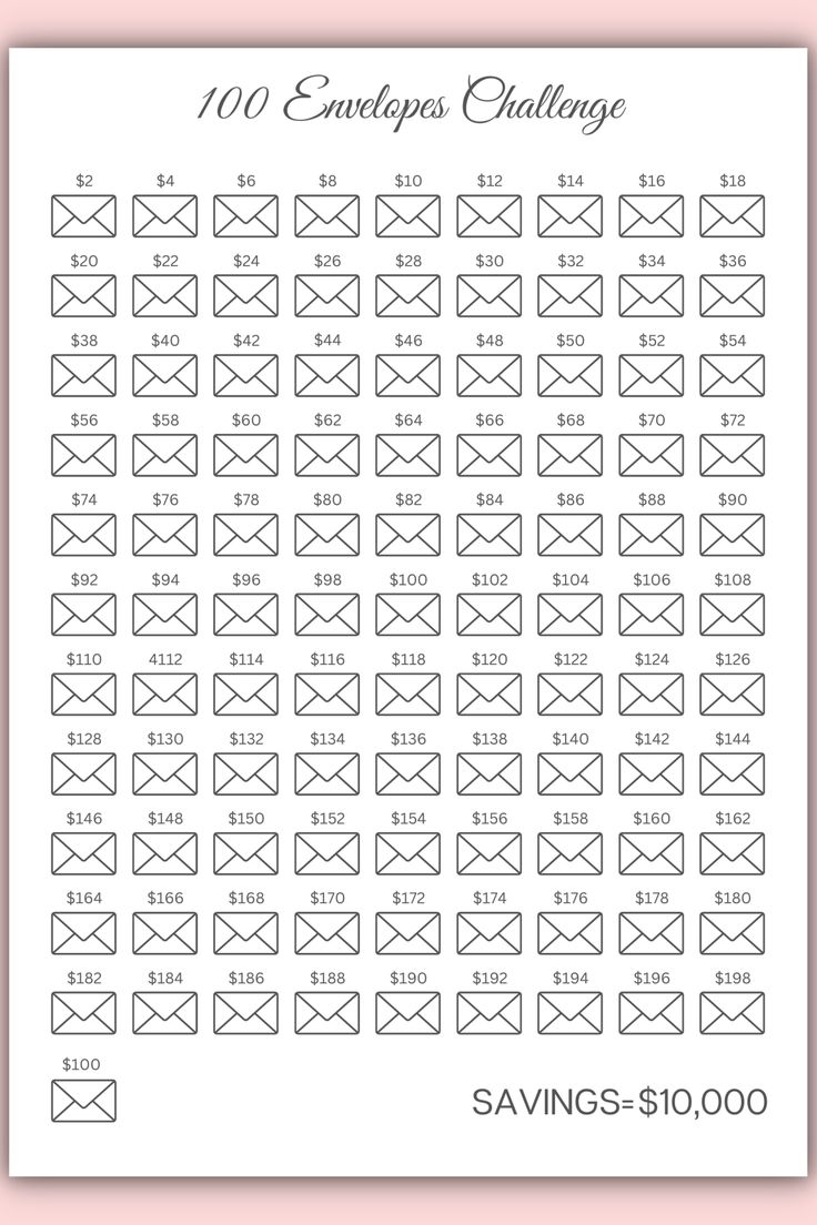 the printable envelope challenge is shown in black and white