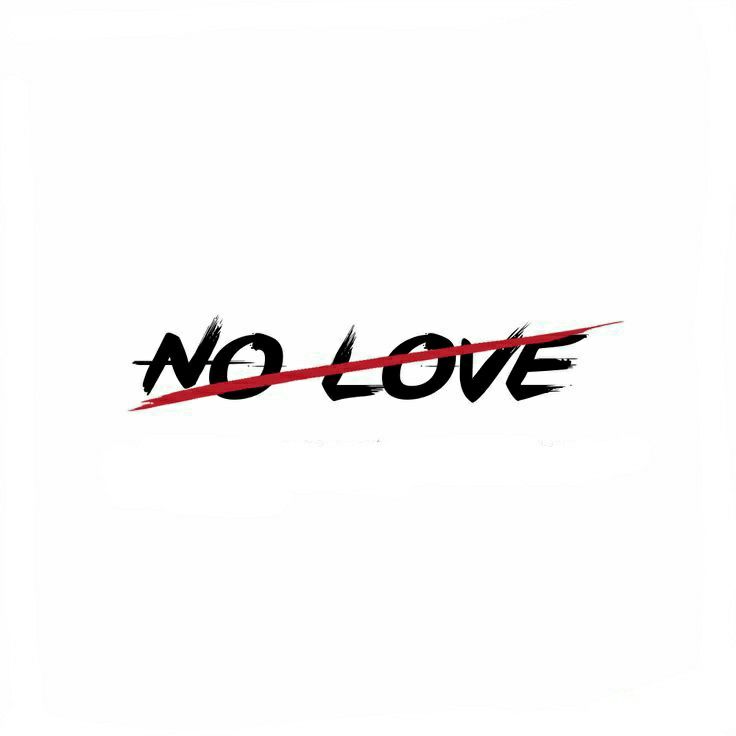 the word no love written in black and red ink