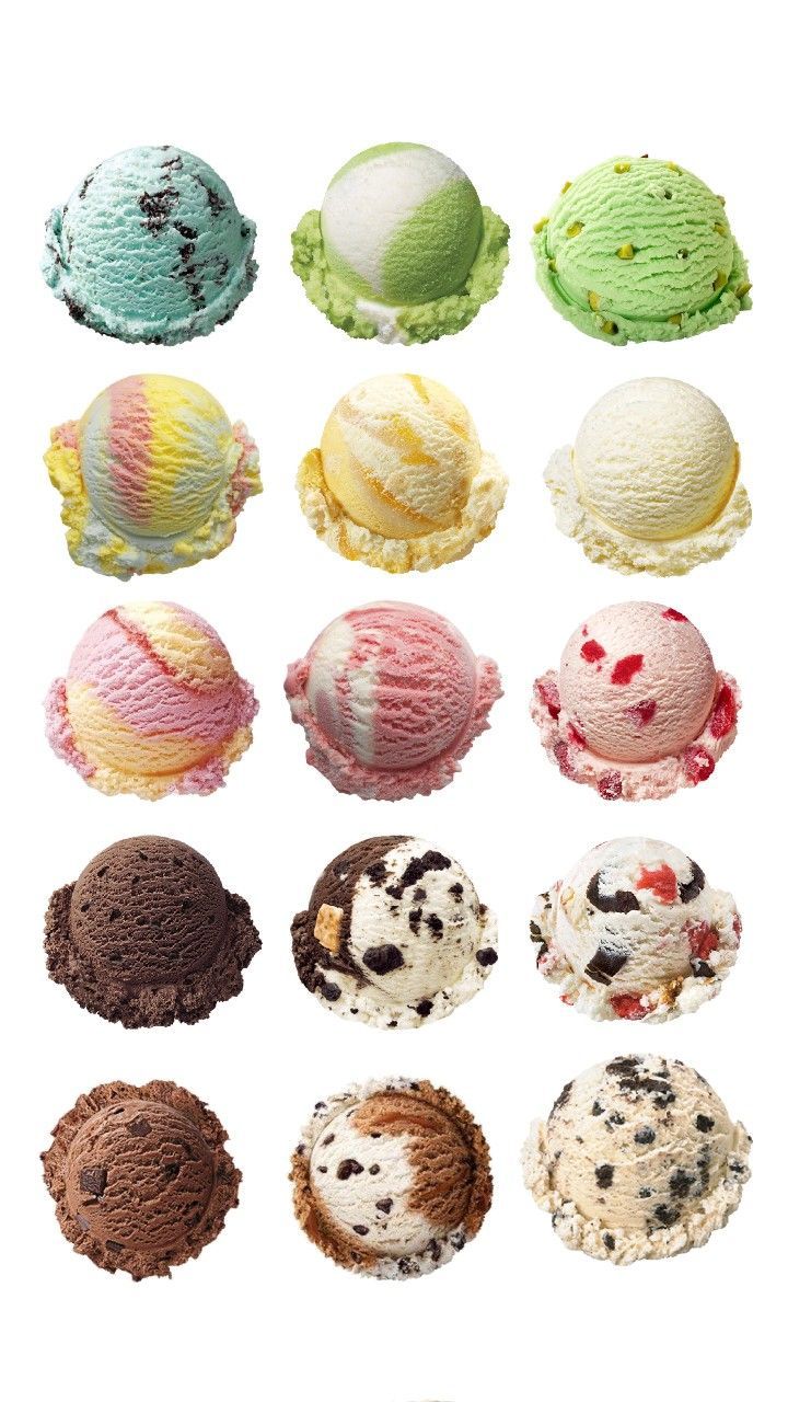 different types of ice cream are shown in this image