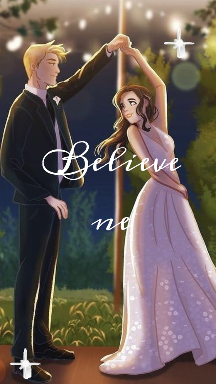 a man and woman standing next to each other in front of a street light with the words believe not