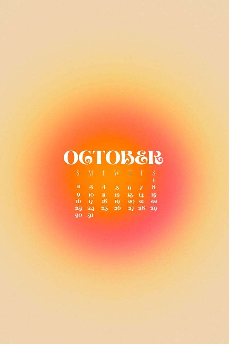 an orange and yellow background with the word october written in white on top of it