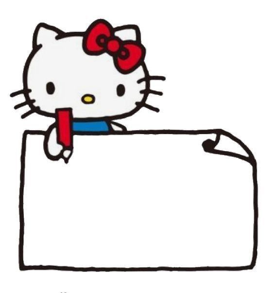 an image of hello kitty holding a sign