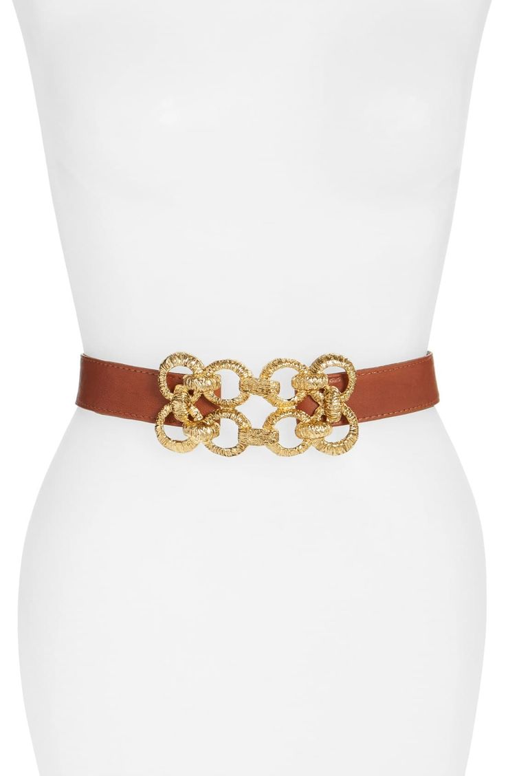 Interlocking goldtone hardware furthers the contemporary edge of a form-fitting stretch belt fashioned with smooth leather. Style Name:Raina Leather Stretch Belt. Style Number: 5073769. Available in stores. Elegant Formal Belt With Gold-tone Hardware, Chic Leather Belt With Gold Buckle, Luxury Gold Belt For Office, Gold Belts With Gold-tone Hardware For Office, Elegant Gold Leather Chain Belt, Chic Gold Leather Belt Buckles, Chic Formal Belt Buckle With Gold-tone Hardware, Chic Formal Belt Buckles With Gold-tone Hardware, Formal Gold Chain Belt With Removable Feature