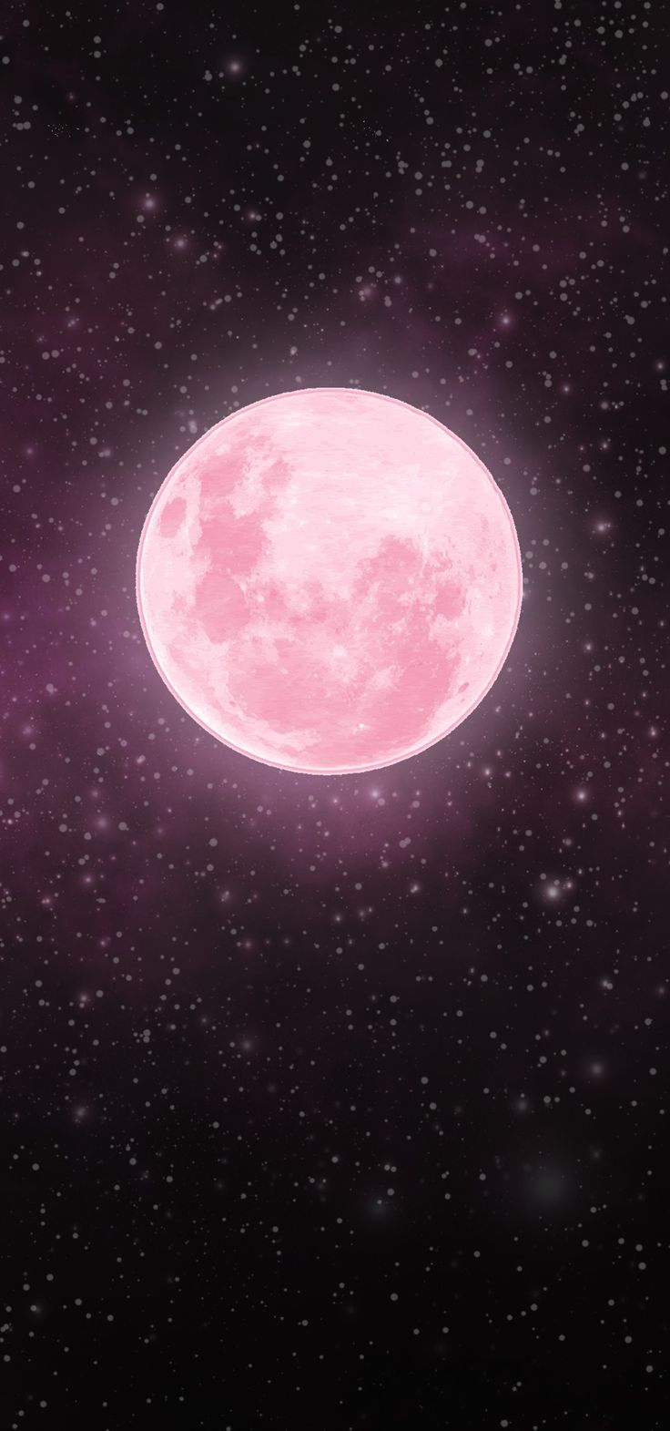 a pink moon in the night sky with stars