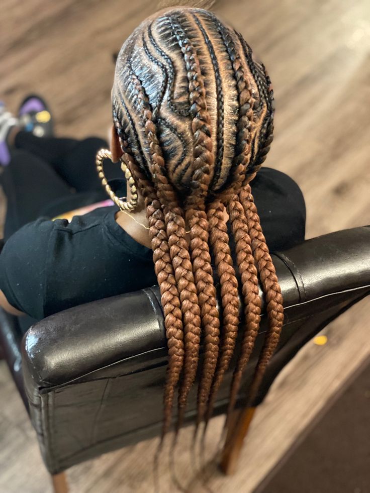 Feeding Ponytail Braids, Feed Ins Straight Back, Straight Backs With Design, Brown Feed In Braids, Feeding Braids Hairstyles, Straight Back Stitch Braids With Design, Long Cornrows Braids Straight Back, Straight Back Cornrows With Designs, Straight Back Braids With Design