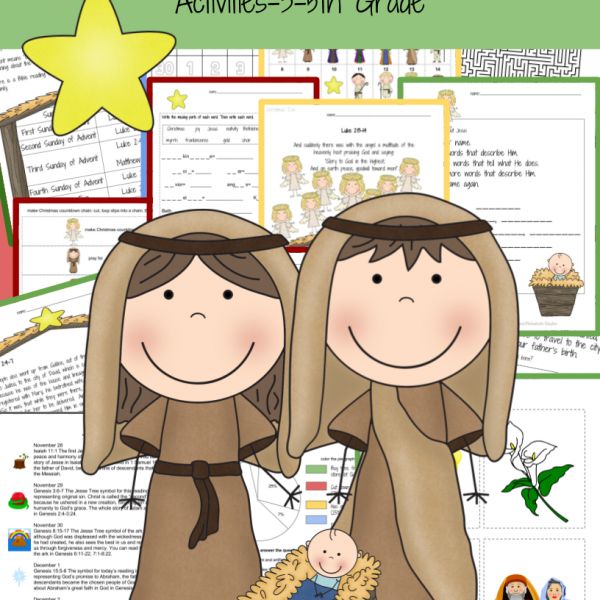 two children in nativity costumes with the text, daily readings and freebies