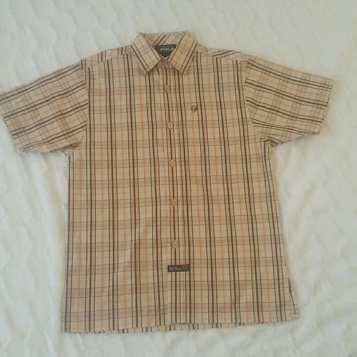 Nwot Button Down Plaid South Pole Shirt. Plaid Collared Shirt For School, Cotton Button-up Tops For School, Cotton Button-up School Tops, Short Sleeve Tops With Buttons For School, Casual Brown Short Sleeve Shirt With Buttons, Cotton School Top With Buttons, Casual Buttoned Tops For School, Summer School Shirt With Buttons, Button-up Shirt With Buttons For School