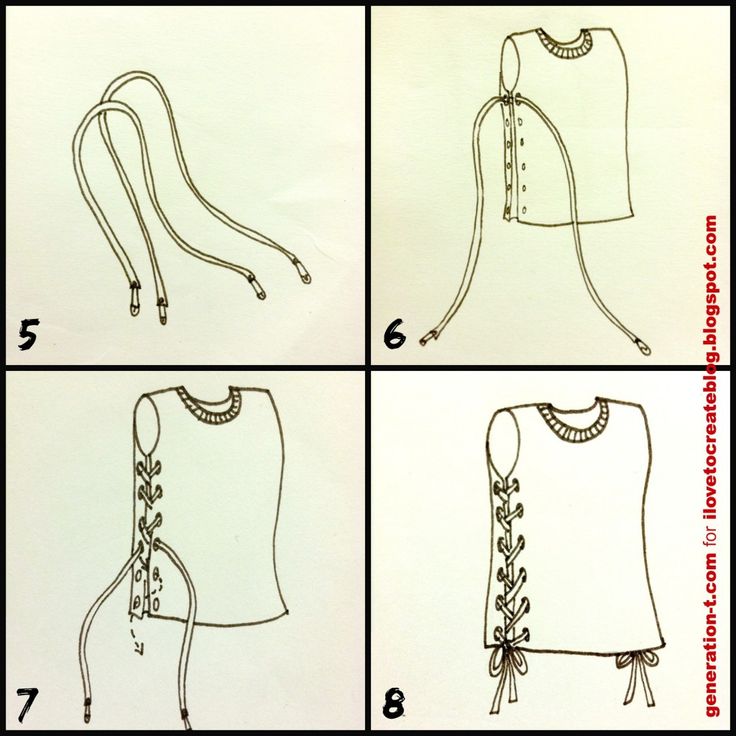 instructions for how to tie a blouse with laces on the front and back side