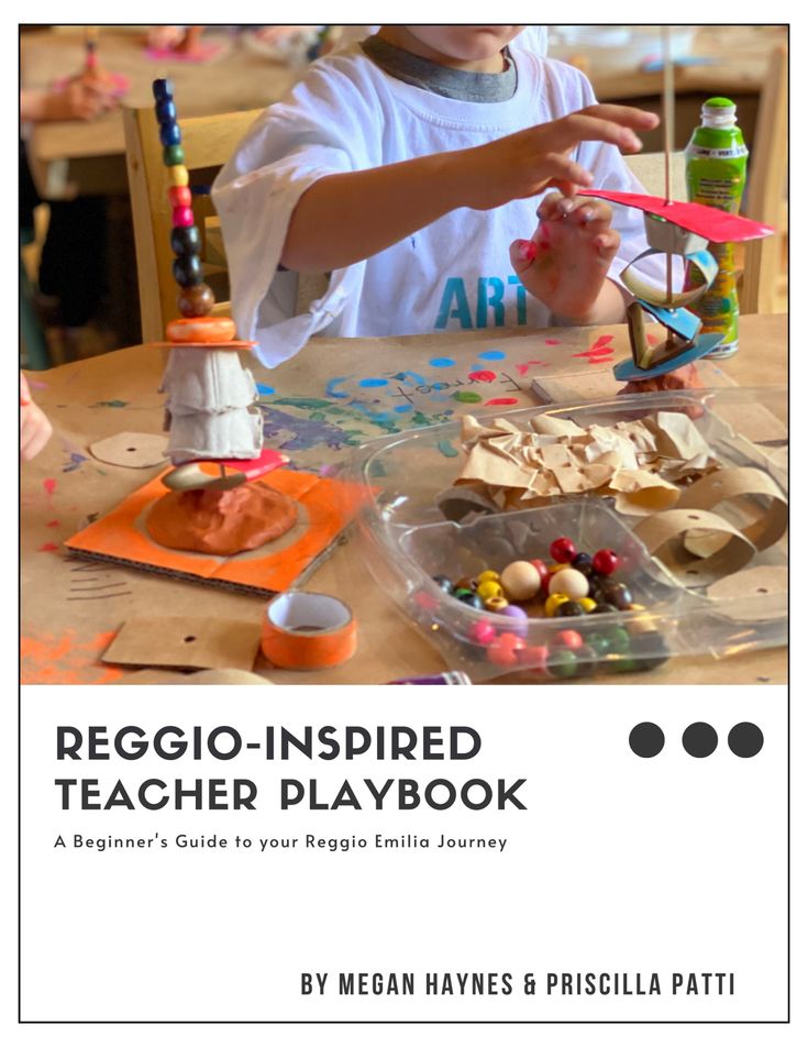 the cover of regio - inspired teacher playbook shows a young boy making crafts