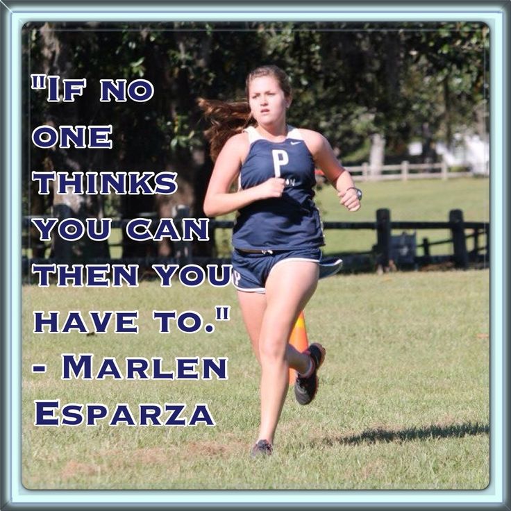 a woman is running in the grass with a quote on it that says if no one thinks you can then you have to