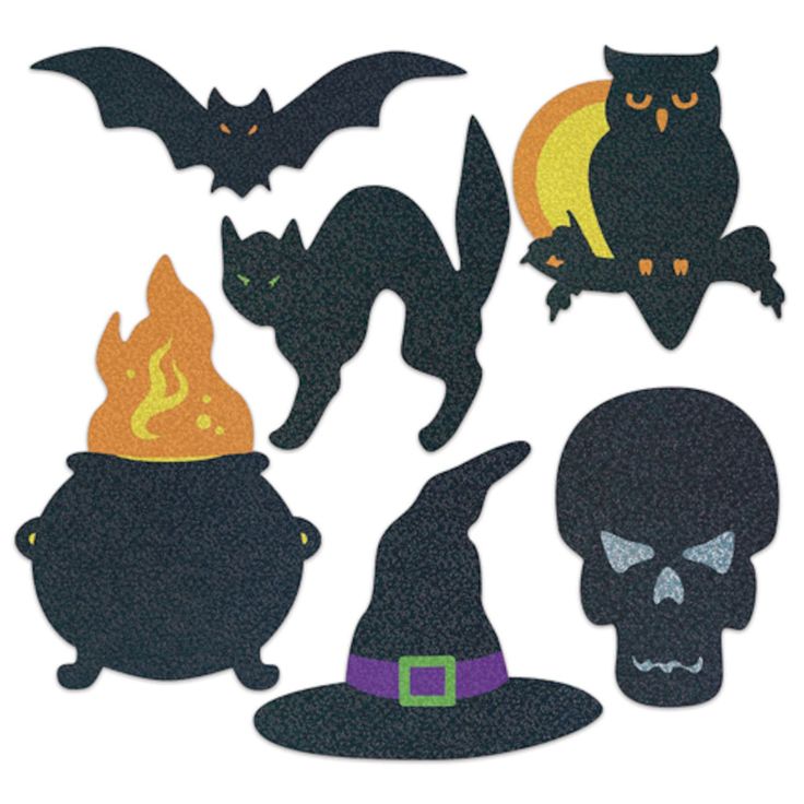 halloween cutouts with witches and cats