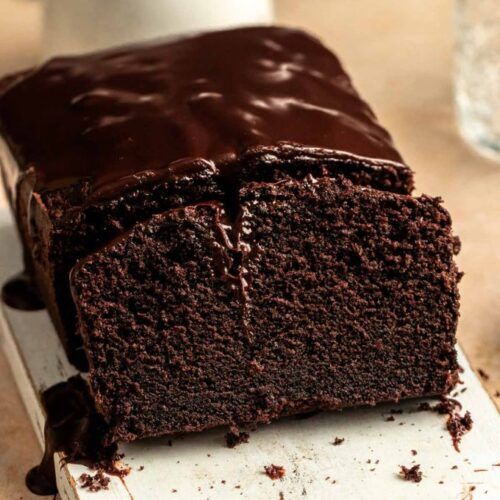 a close up of a slice of chocolate cake