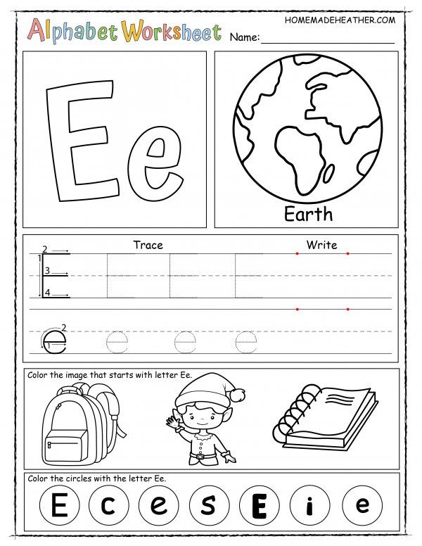 an alphabet worksheet with pictures of the earth and other things to write in it