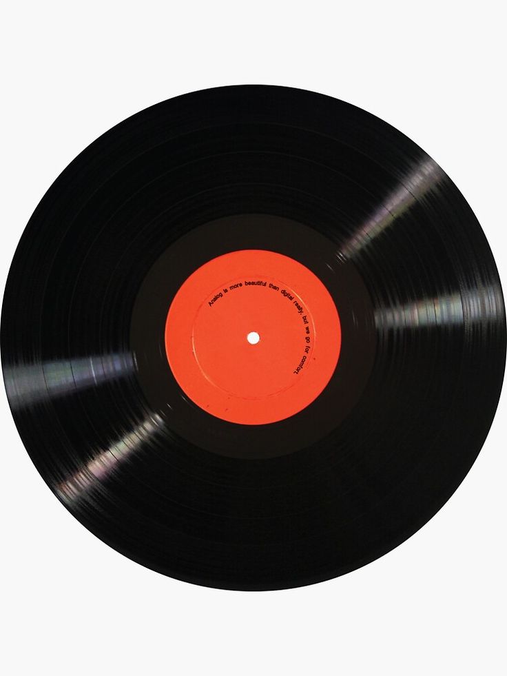 an orange and black record on a white background