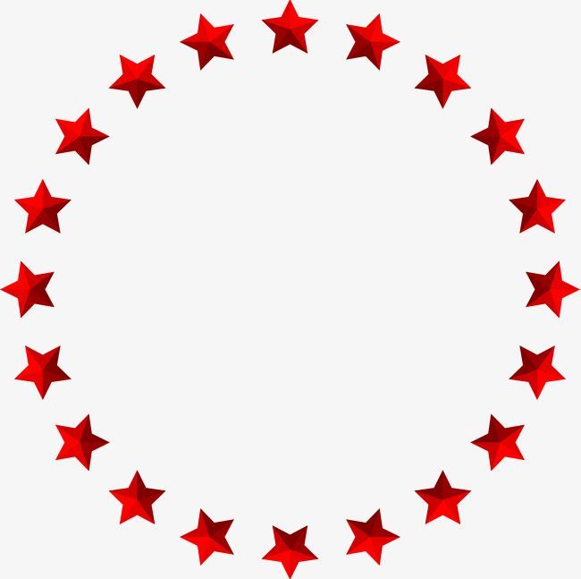 red stars arranged in a circle on a white background